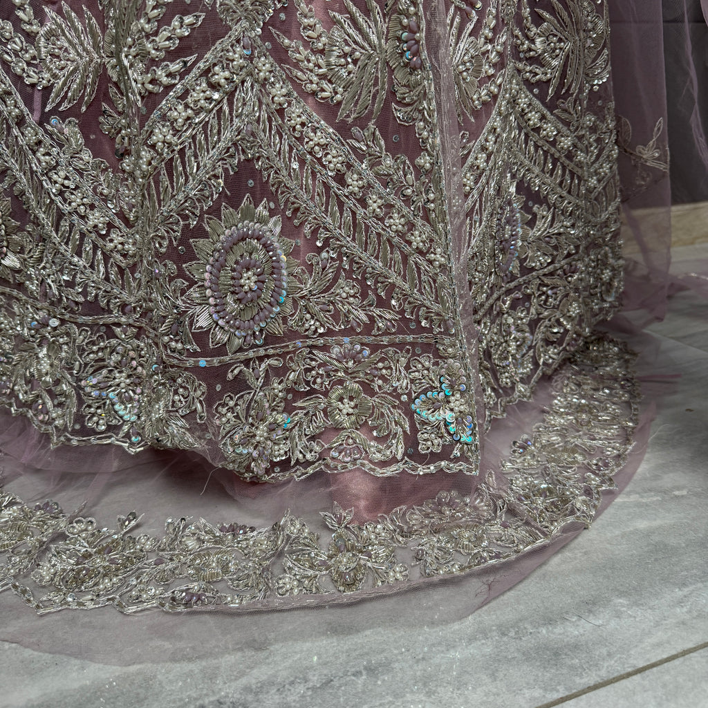 Bridal Maxi Hand Work Purple Back Tail - BM003