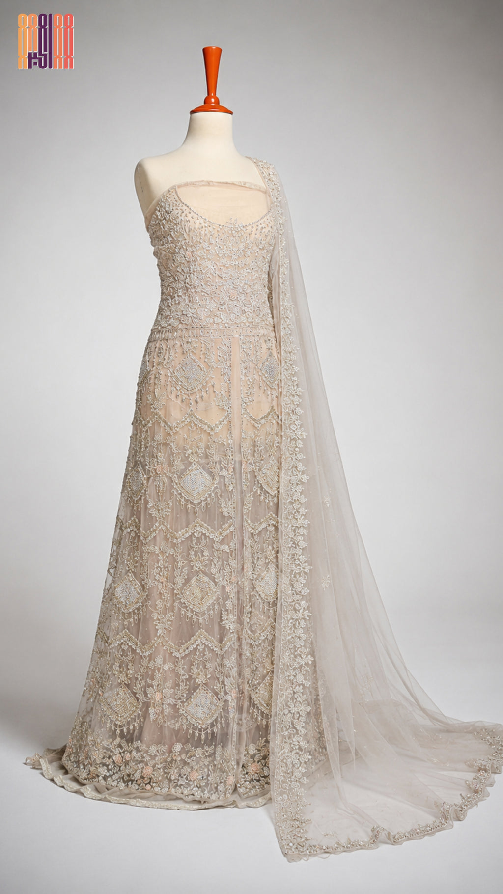 Bridal Maxi Hand Work Smoke Grey - BM001