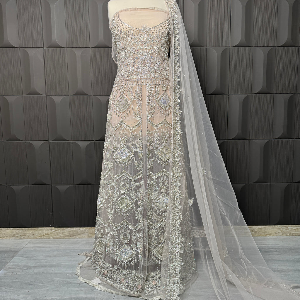 Bridal Maxi Hand Work Smoke Grey - BM001