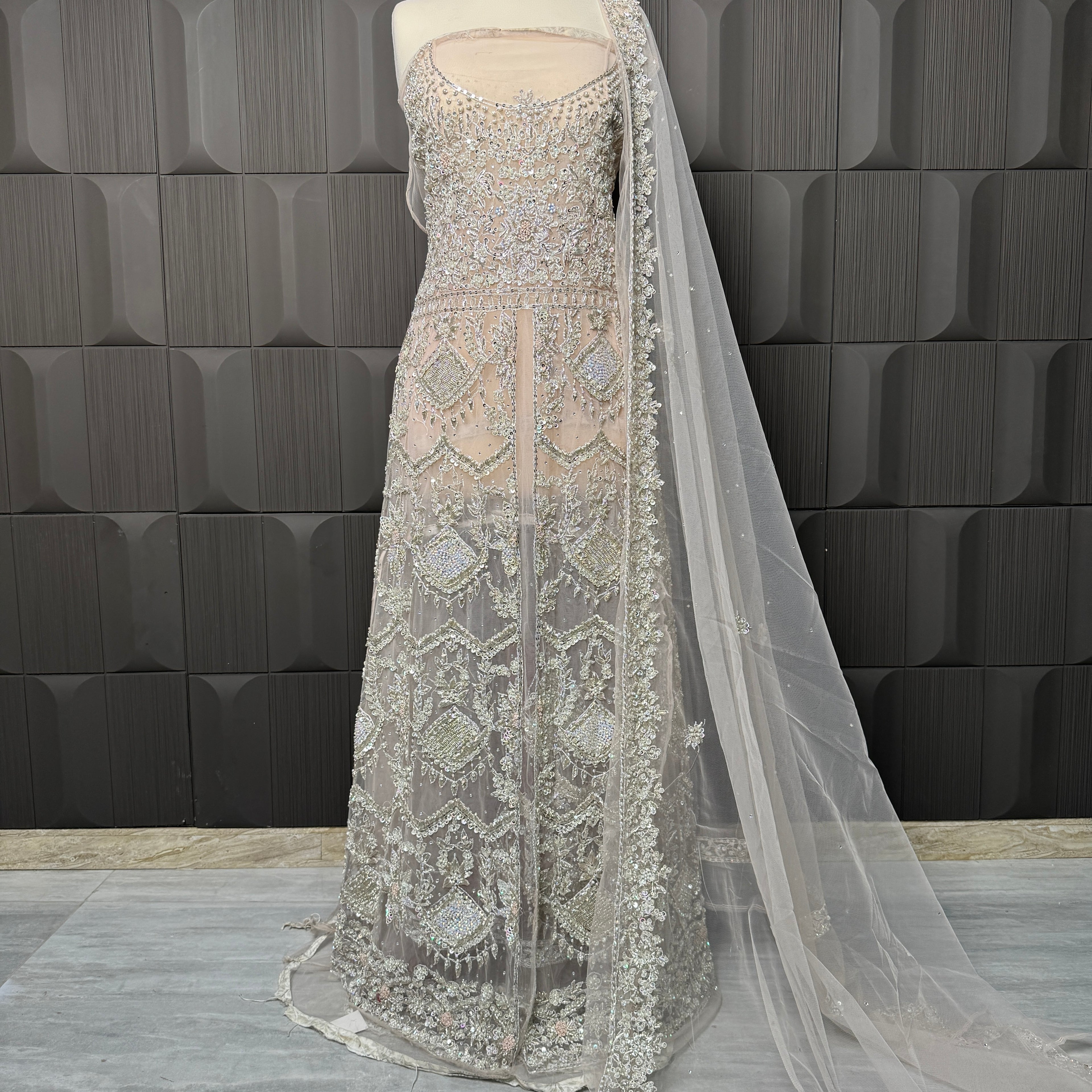 Bridal Maxi Hand Work Smoke Grey - BM001