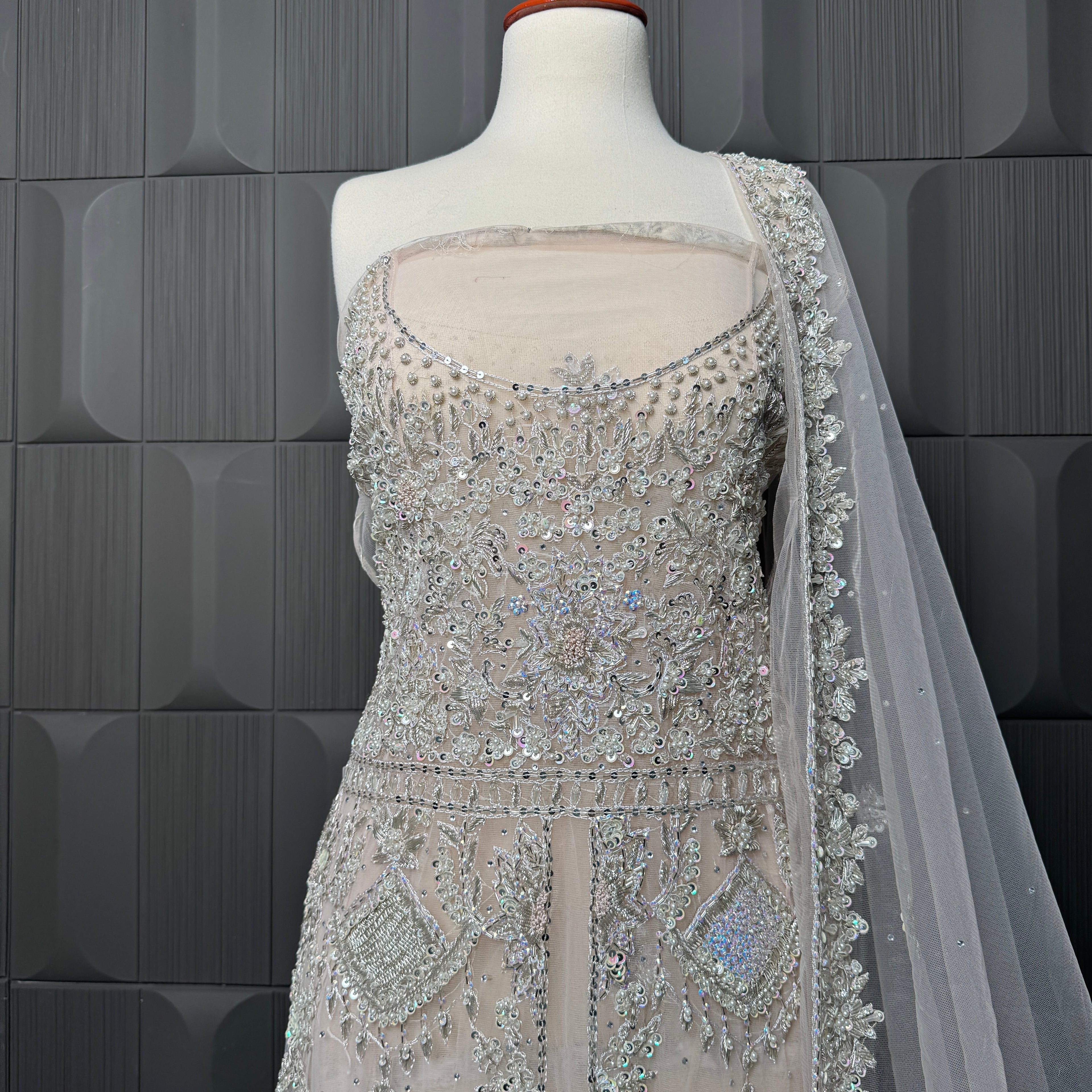 Bridal Maxi Hand Work Smoke Grey - BM001