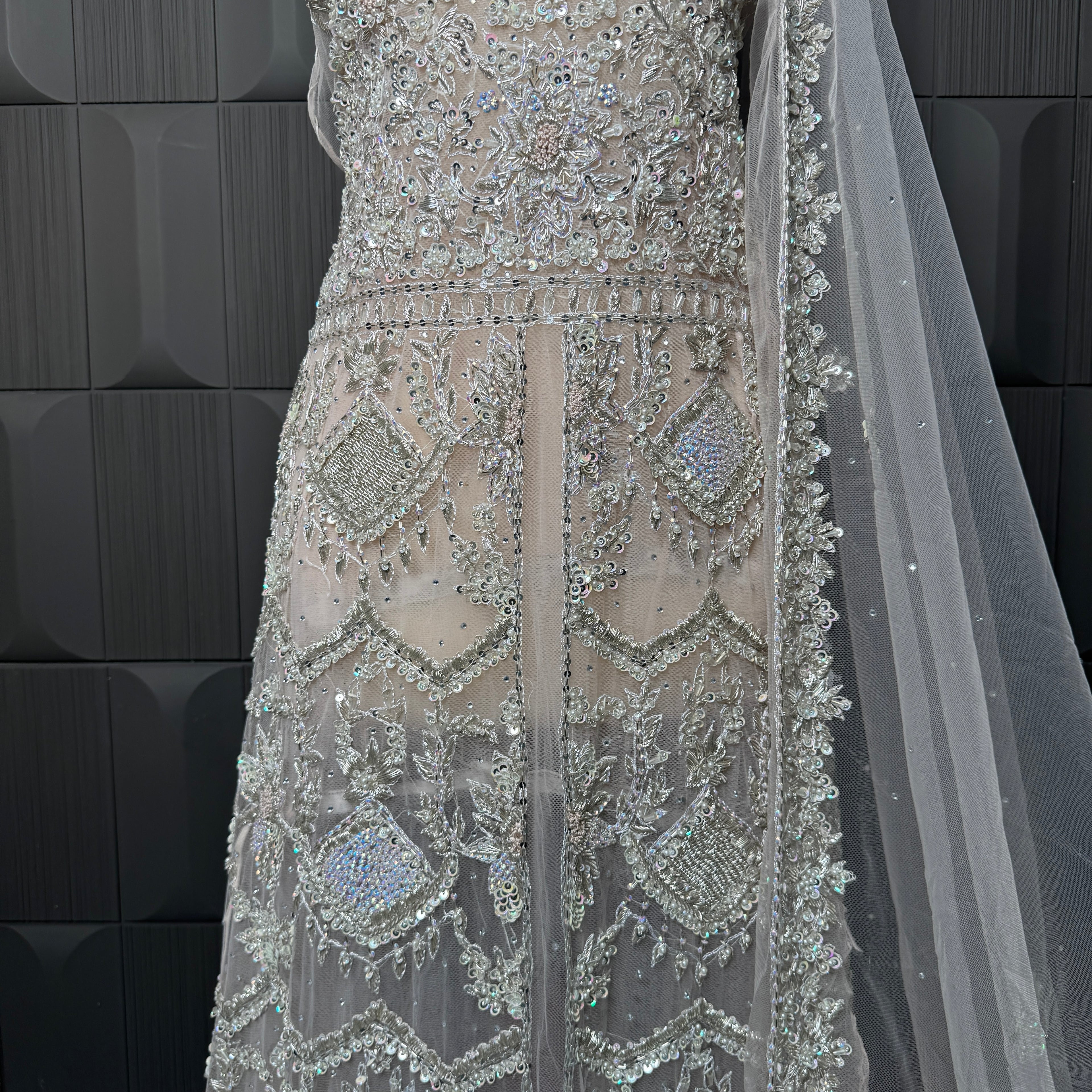 Bridal Maxi Hand Work Smoke Grey - BM001