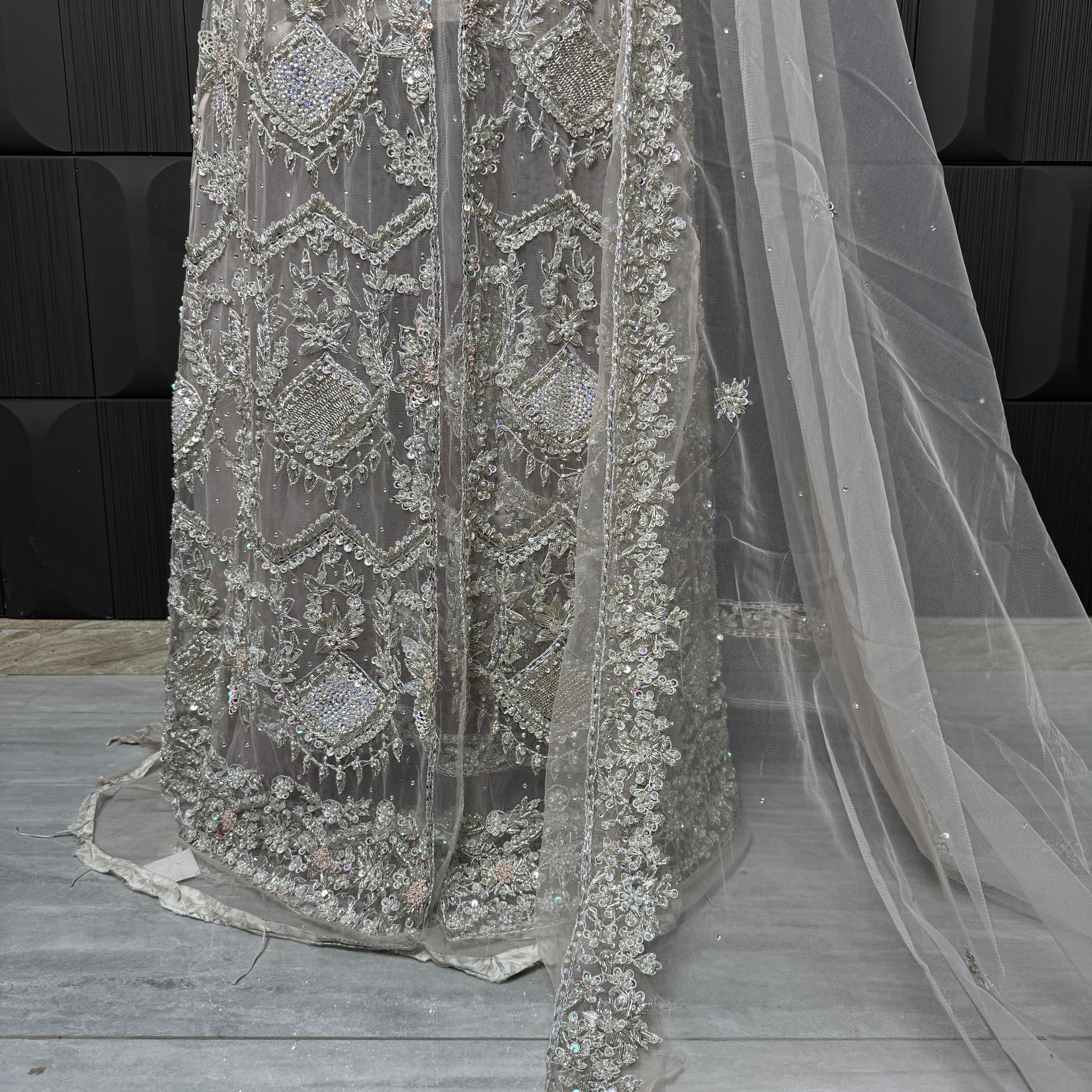 Bridal Maxi Hand Work Smoke Grey - BM001