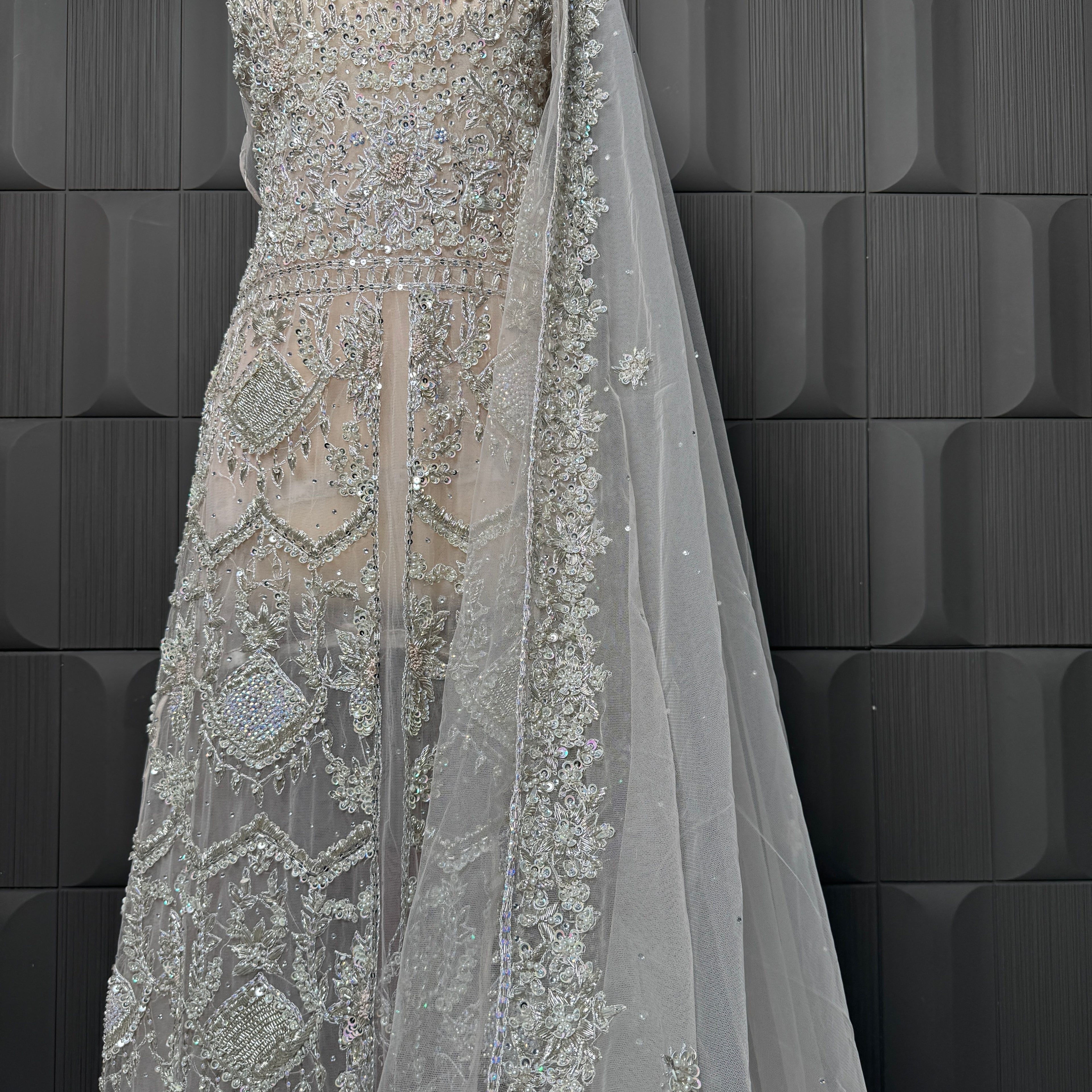 Bridal Maxi Hand Work Smoke Grey - BM001