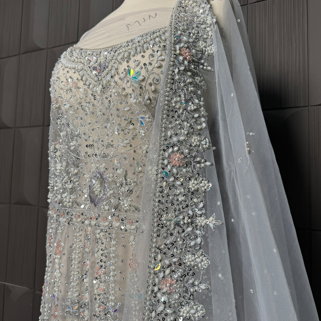 Bridal Maxi Hand Work Smoke Grey - BM005
