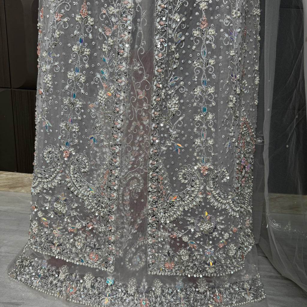 Bridal Maxi Hand Work Smoke Grey - BM005