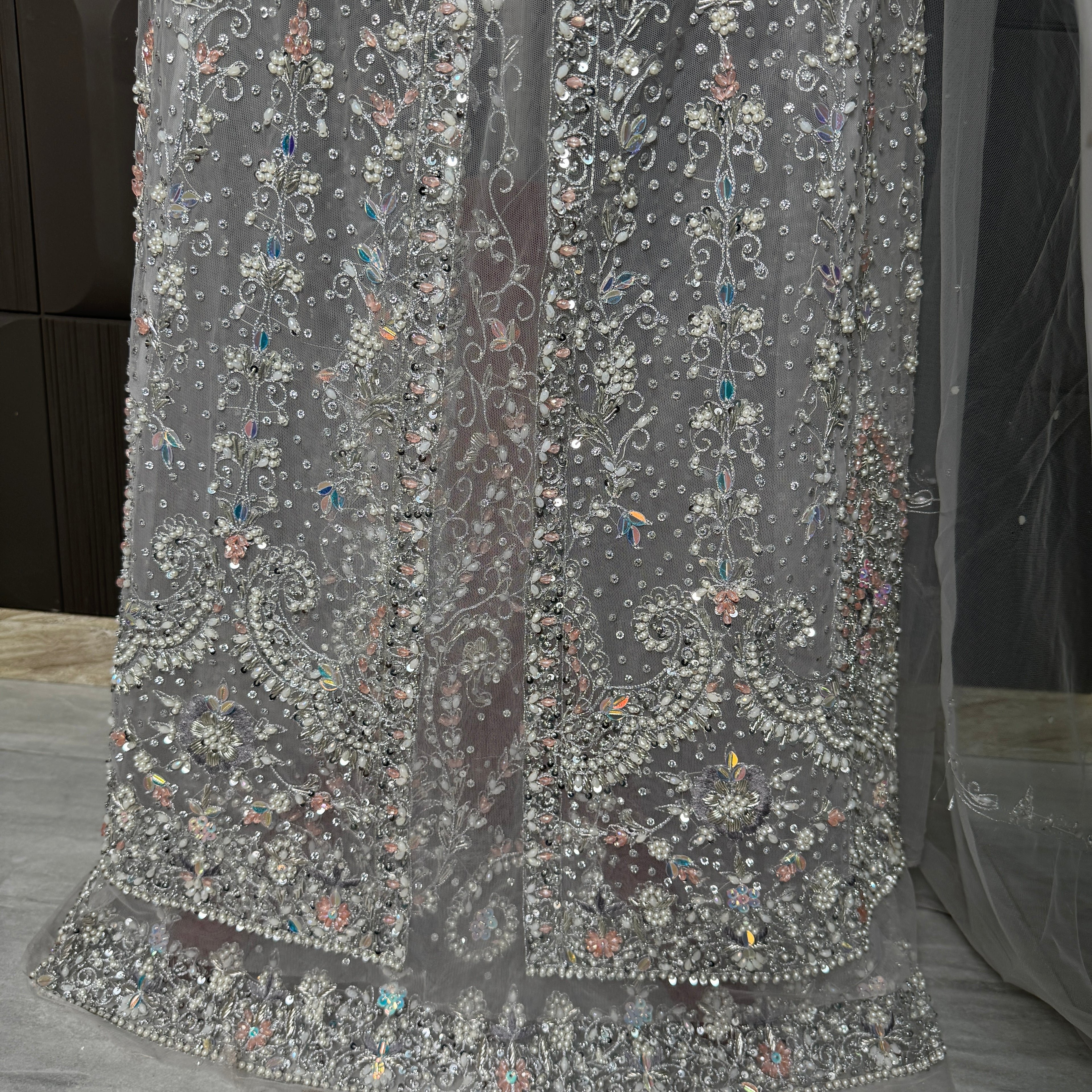 Bridal Maxi Hand Work Smoke Grey - BM005