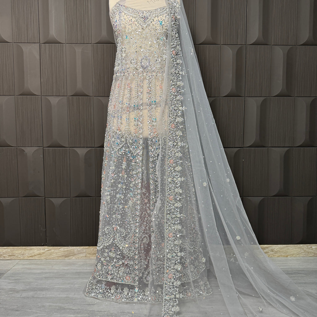 Bridal Maxi Hand Work Smoke Grey - BM005