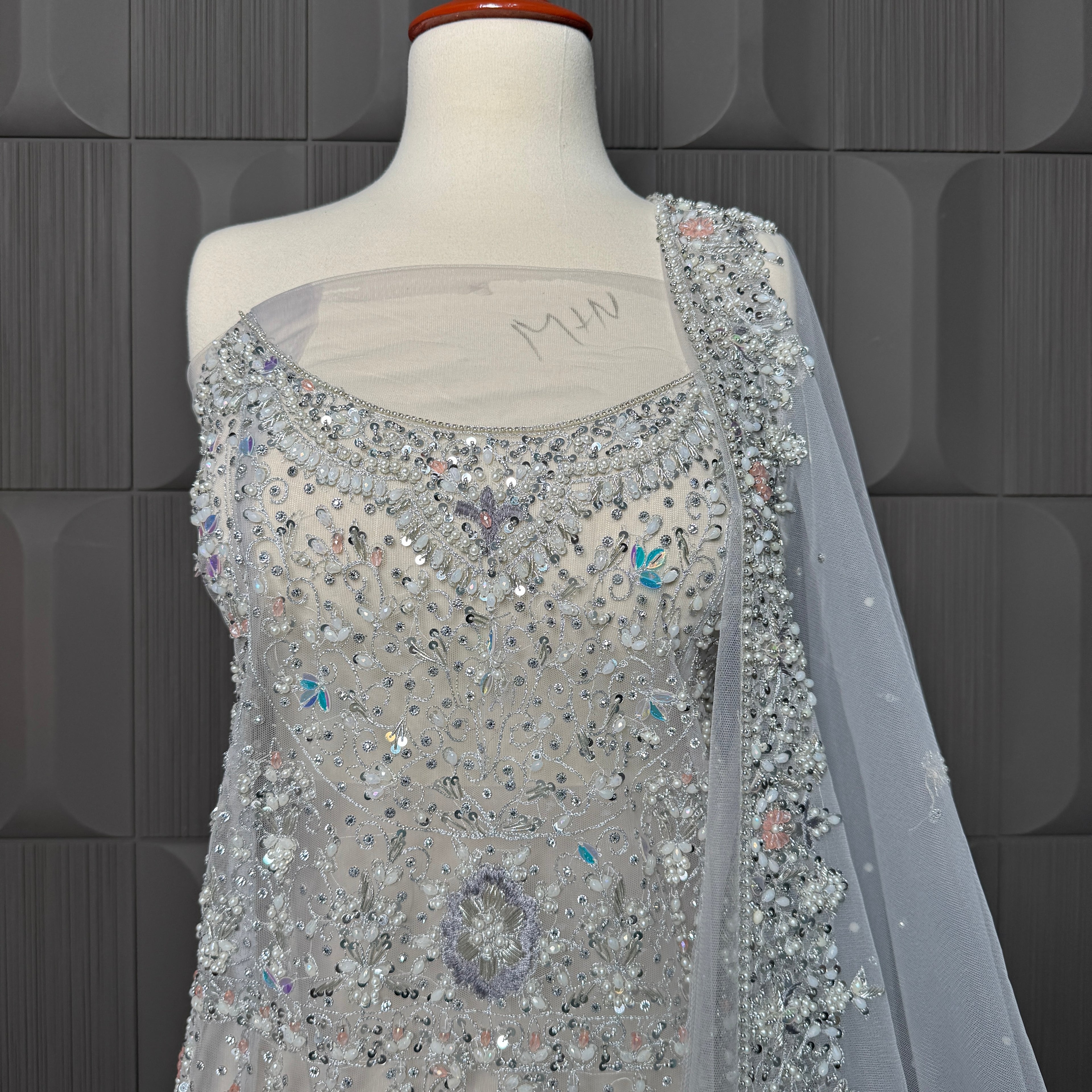 Bridal Maxi Hand Work Smoke Grey - BM005