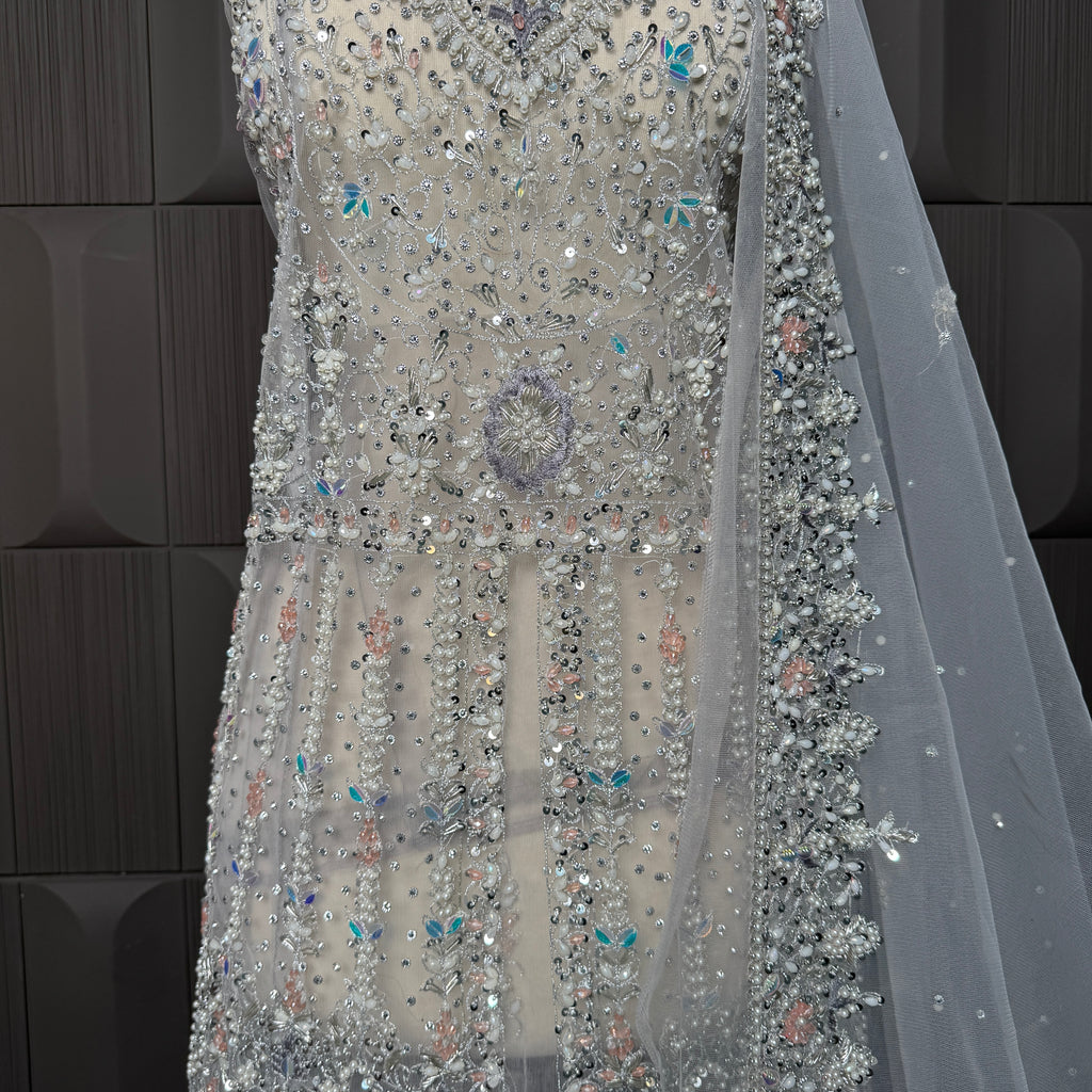 Bridal Maxi Hand Work Smoke Grey - BM005
