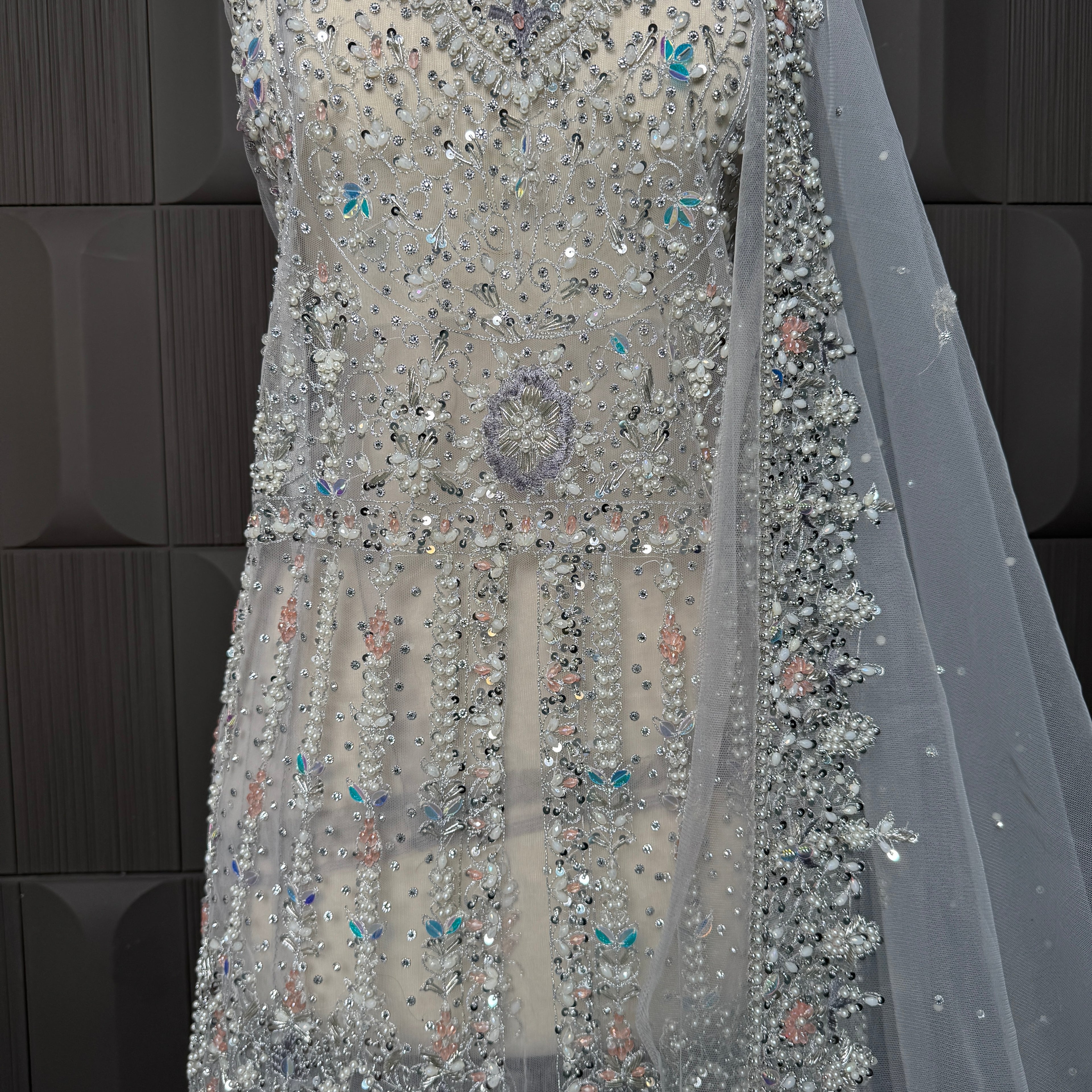Bridal Maxi Hand Work Smoke Grey - BM005