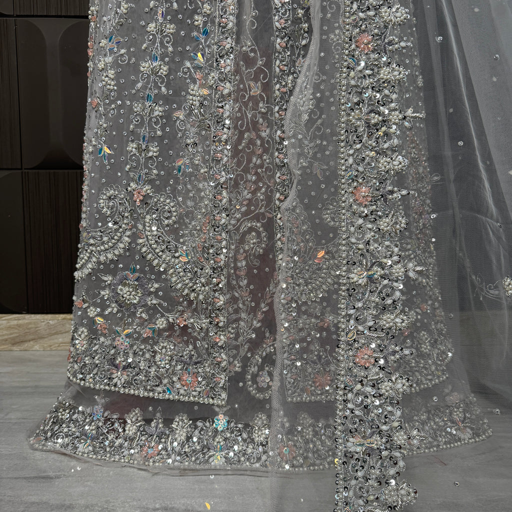 Bridal Maxi Hand Work Smoke Grey - BM005