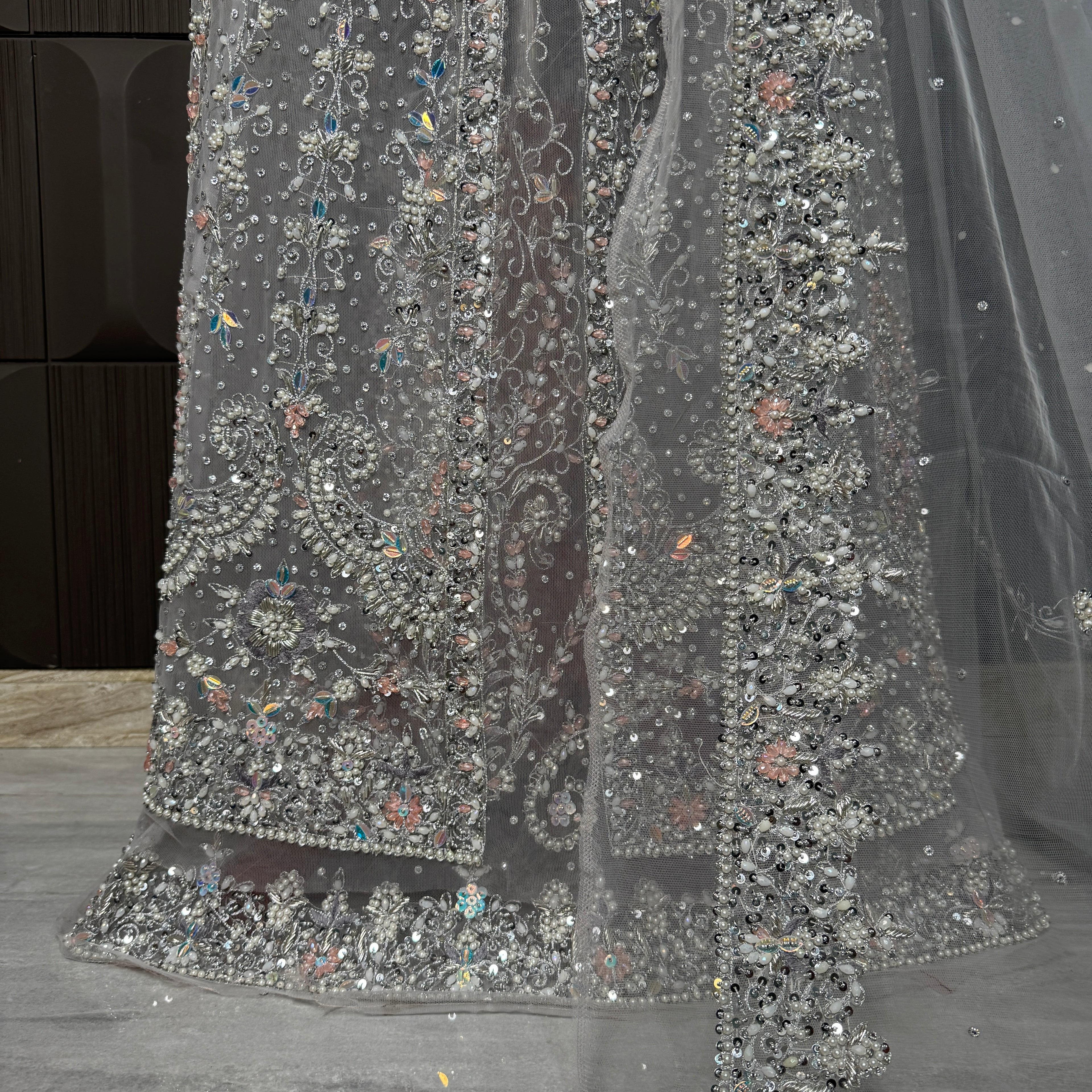Bridal Maxi Hand Work Smoke Grey - BM005