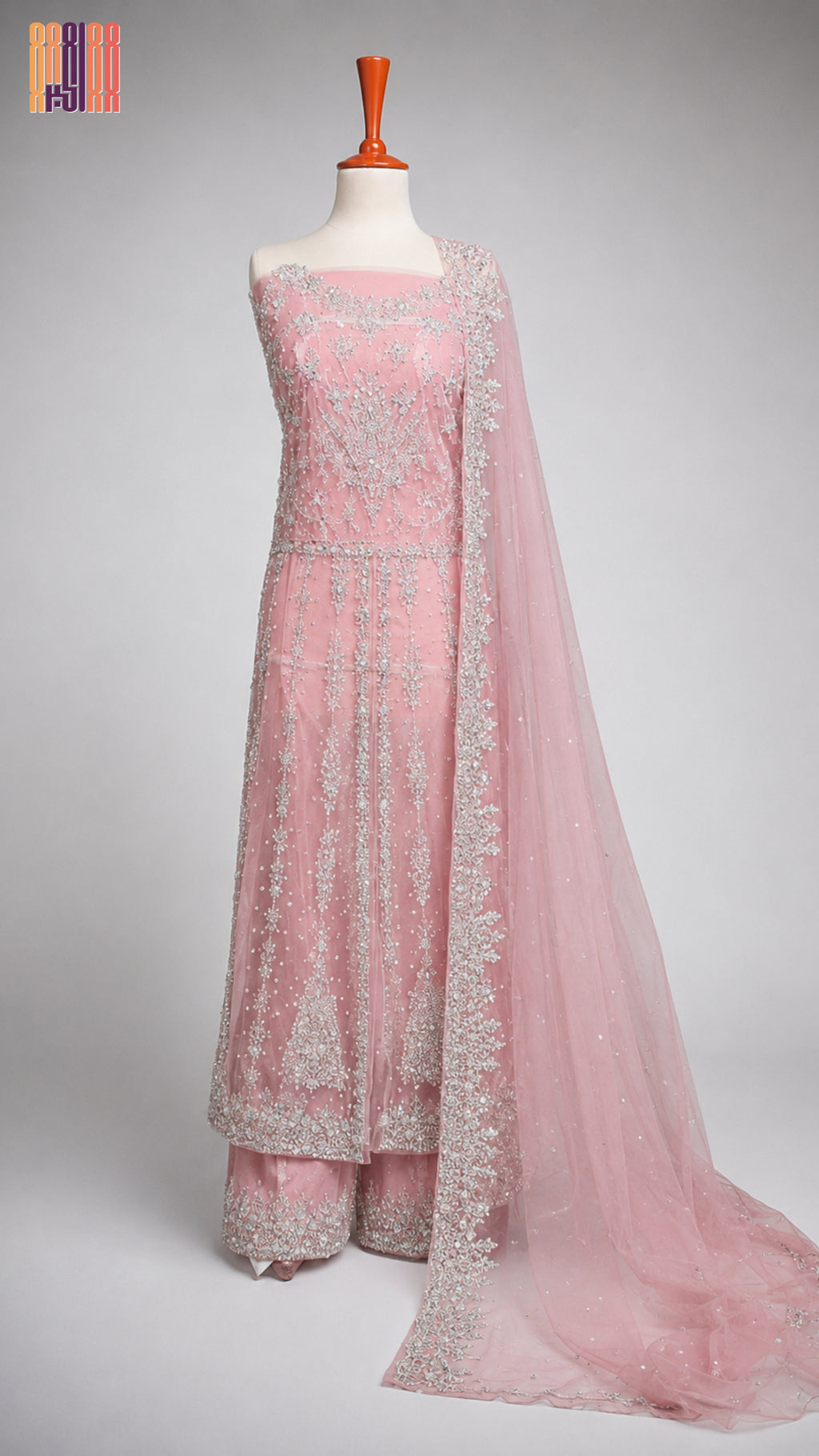 Bridal Maxi Hand Work Tea Pink - BM006