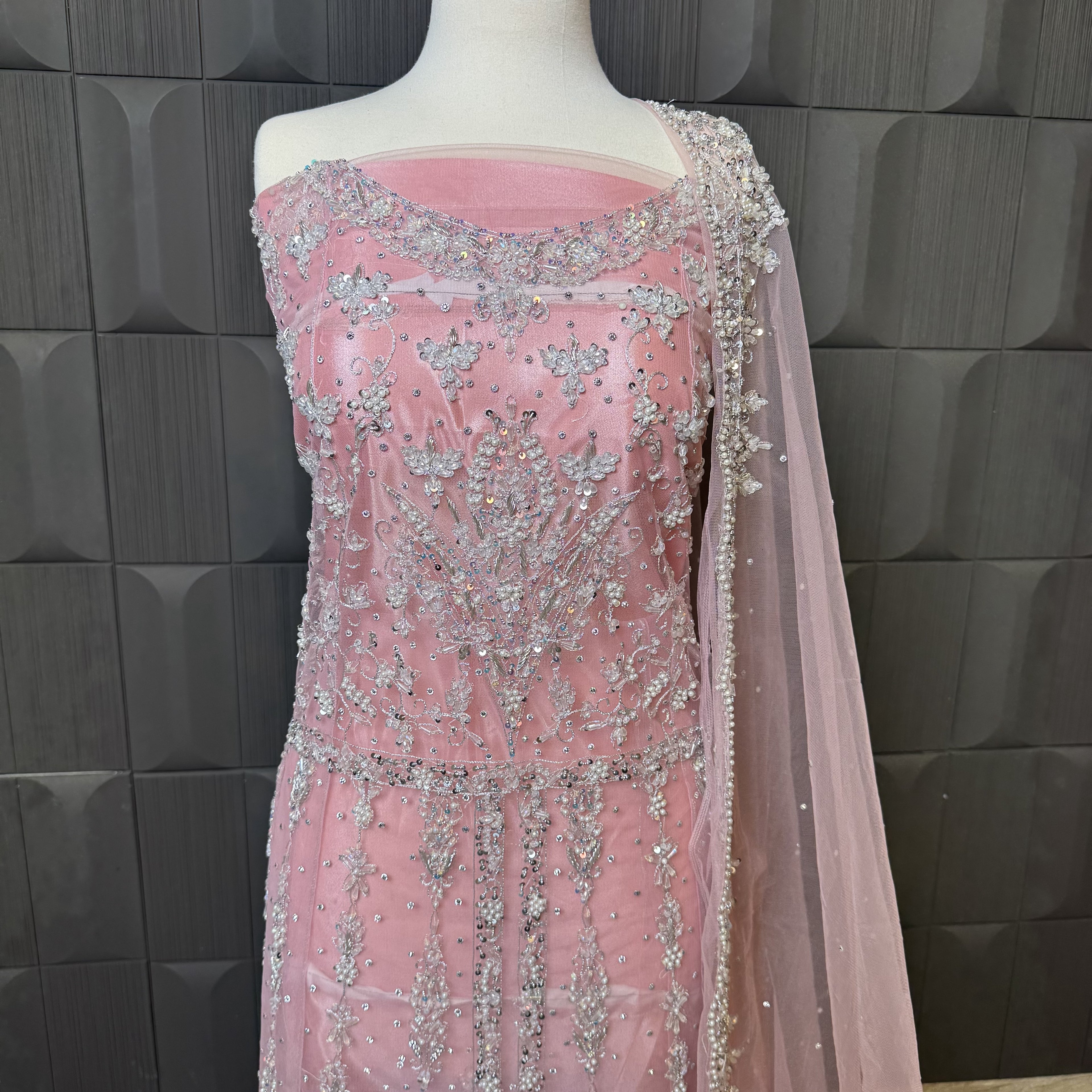Bridal Maxi Hand Work Tea Pink - BM006