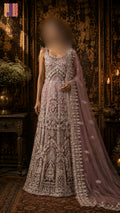Bridal Maxi Hand Work Tea Pink BM026 – Dakka Kora Jewelry Work Net Fabric Pakistan
