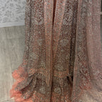 Bridal maxi for nikkah BM020 double inner view – tea pink net with machinary work and structured inner Pakistan
