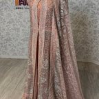 Bridal maxi for nikkah BM020 double inner view – tea pink net with machinary work and structured inner Pakistan
