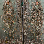 Bridal lehenga designs with sequence and resham embroidery close up view