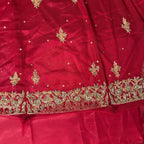 Bridal lehenga hand work shirt back BL014 – deep red with heavy kora dabka jewelry crystal embroidery on Bareeze Net
