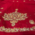 Bridal lehenga hand work shirt back BL015 – deep red Bareeze Net with border boti and spray work embroidery Pakistan