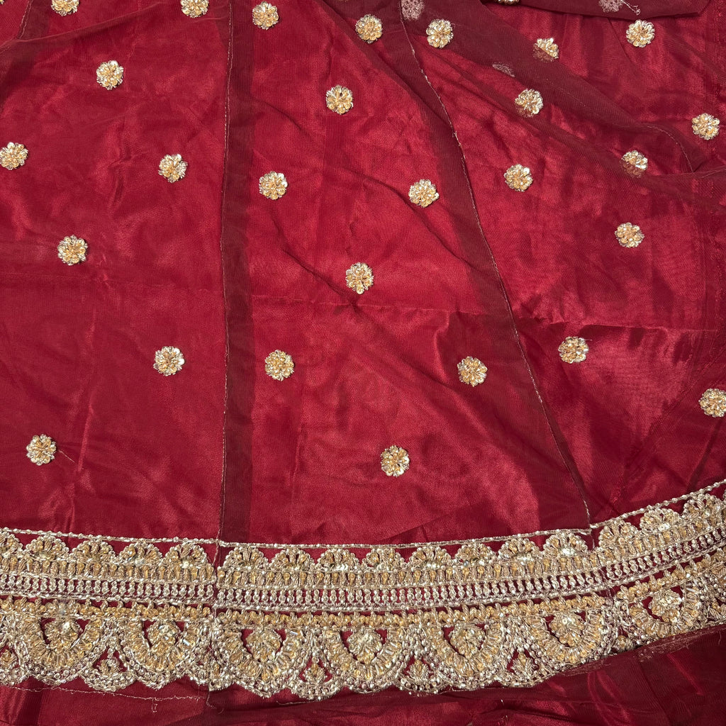 Bridal lehenga hand work shirt back BL016 – maroon Bareeze Net with full champagne crystal hand embroidery bridal Pakistan