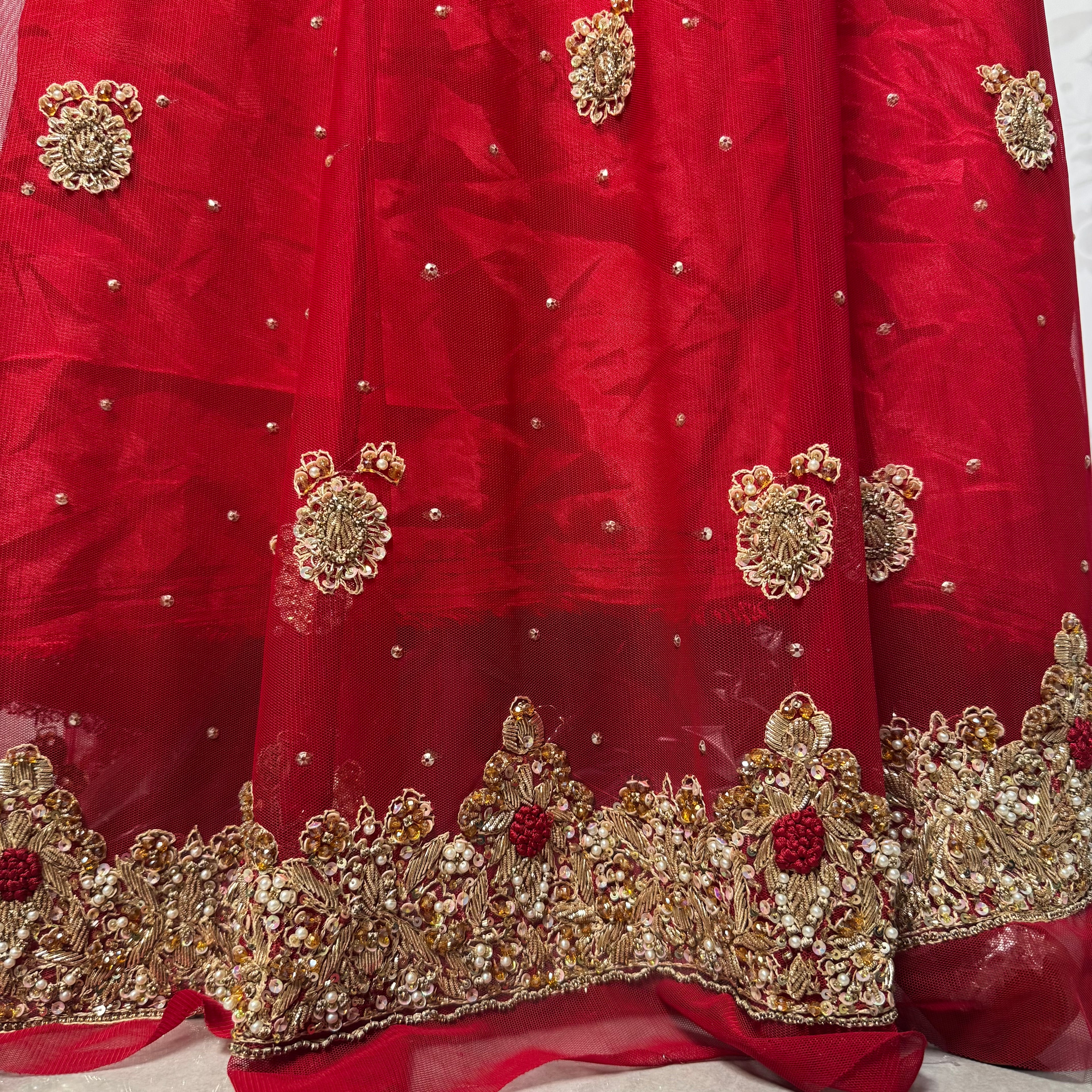 Bridal lehenga hand work shirt back BL016 – maroon Bareeze Net with full champagne crystal hand embroidery bridal Pakistan