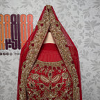 Bridal lehenga hand work shirt front BL016 – maroon Bareeze Net with champagne and crystal hand embroidery bridal design