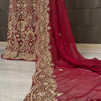 Bridal Lehenga Hand Work – Deep Red PAKISTAN PRICE DUPPATA