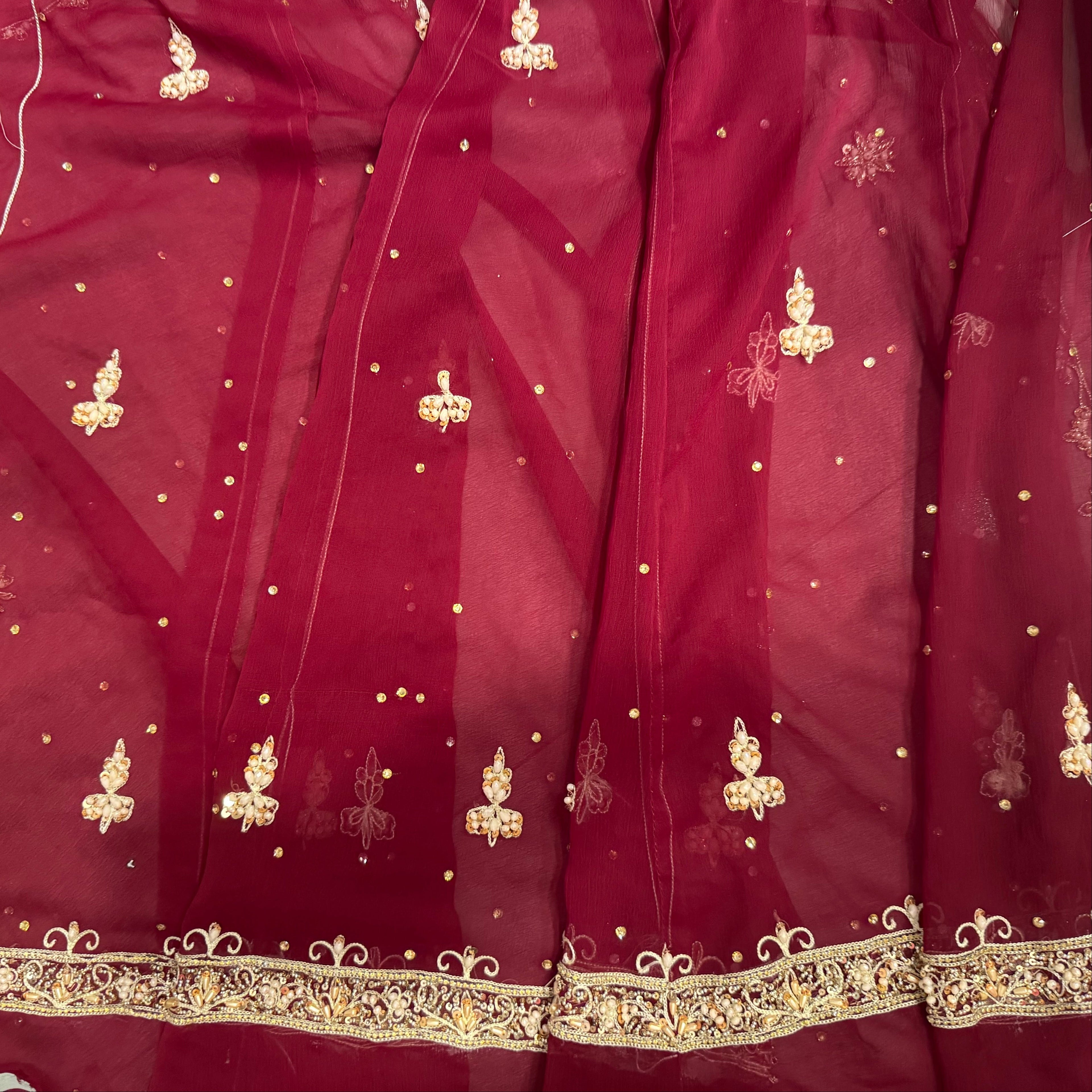 Wedding lehenga hand work shirt BACK with tilla kora and jewelry crystal embroidery pakistan