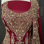Wedding lehenga hand work shirt with tilla kora and jewelry material embroidery 