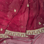 Full bridal lehenga hand work set – shirt, lehenga and dupatta in deep red semi pure crinkle chiffon Pakistan