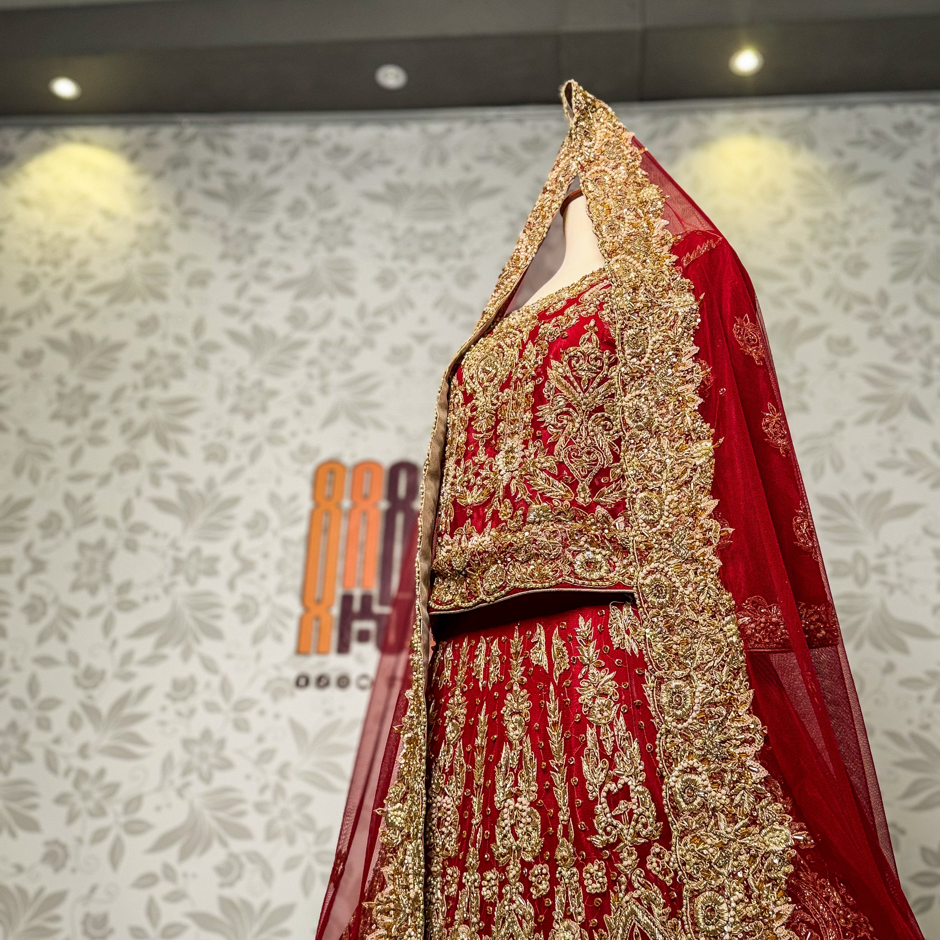 bridal lehenga pakistani deep anari red Shirt lehenga view