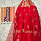 bridal lehenga pakistani deep anari red Shirt Back view