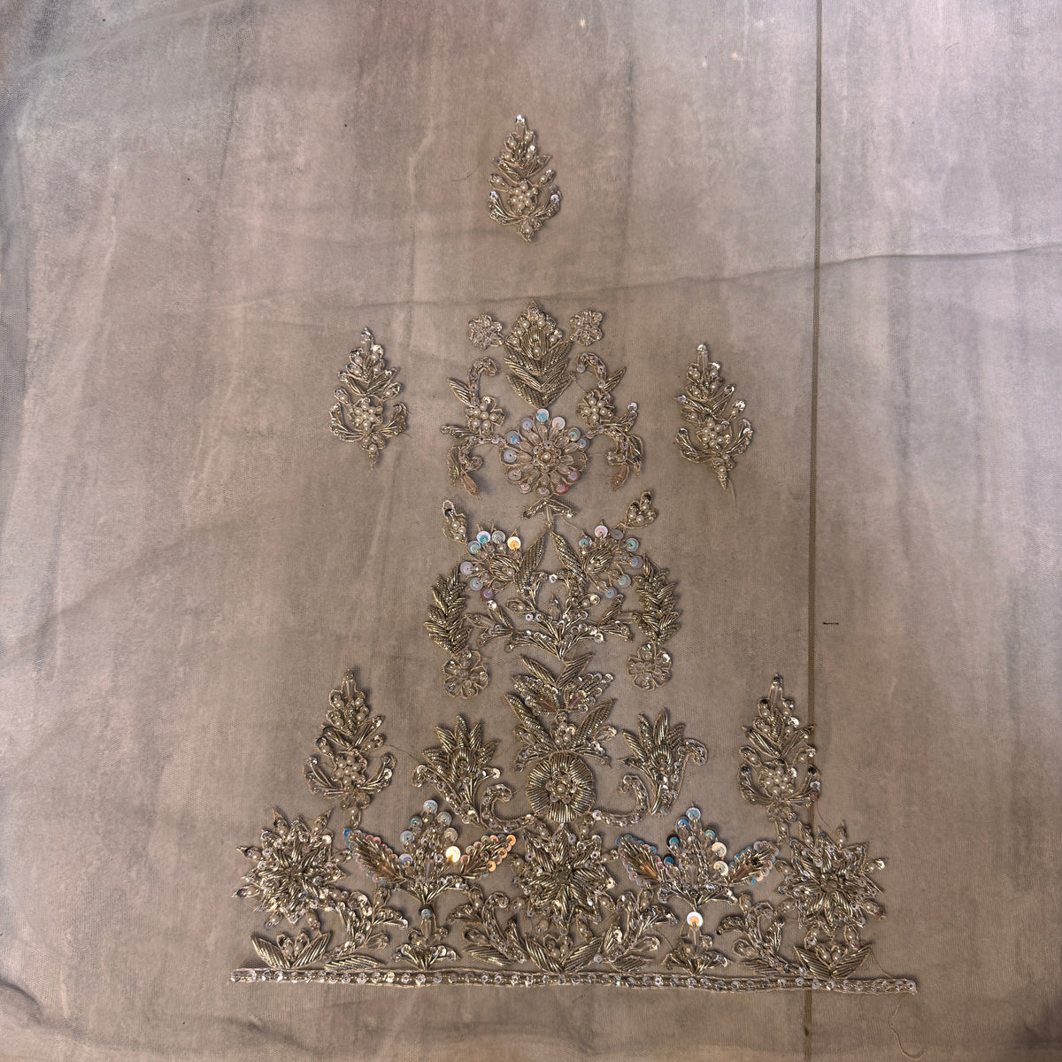 Bridal Maxi Sleeves BM025 Grey – Heavy Hand Work Embellishment Net Suit Pakistan
