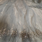 Bridal Maxi Back View BM025 Grey – Light Border Boti Work Net Fabric Hand Work Pakistan
