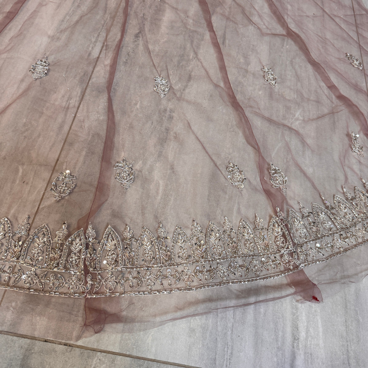Bridal Maxi for Barat Tea Pink – Hand Work Dakka Kora Jewelry Embellishment BM026 back
