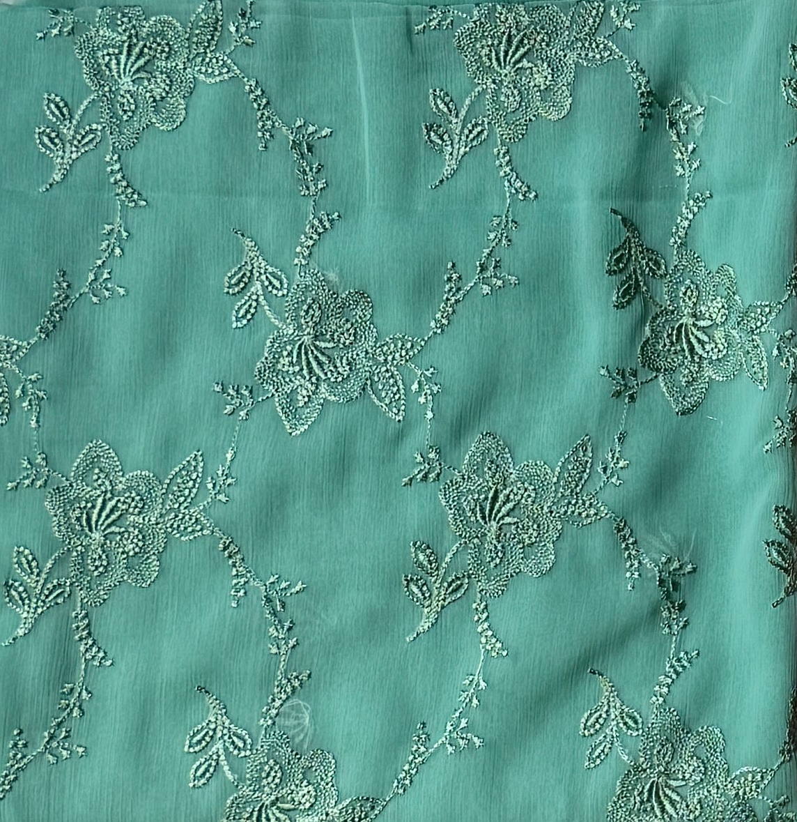 Casual Embroidery Suit Aqua Crinkle Chiffon – Thread Work Dupatta Suit Casual Dress Pakistan
