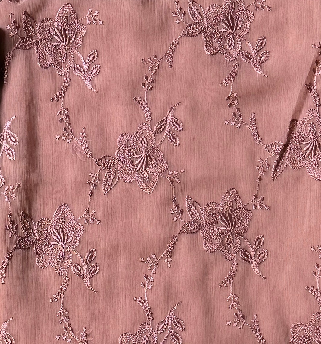 Casual Embroidery Suit Tea Pink Unstitched – Crinkle Chiffon Thread Embroidery Dupatta C002
