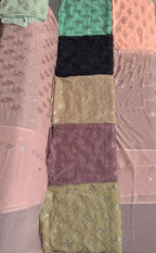 Casual Embroidery Suit 3pcs Unstitched | Crinkle Chiffon Thread Work – C001
