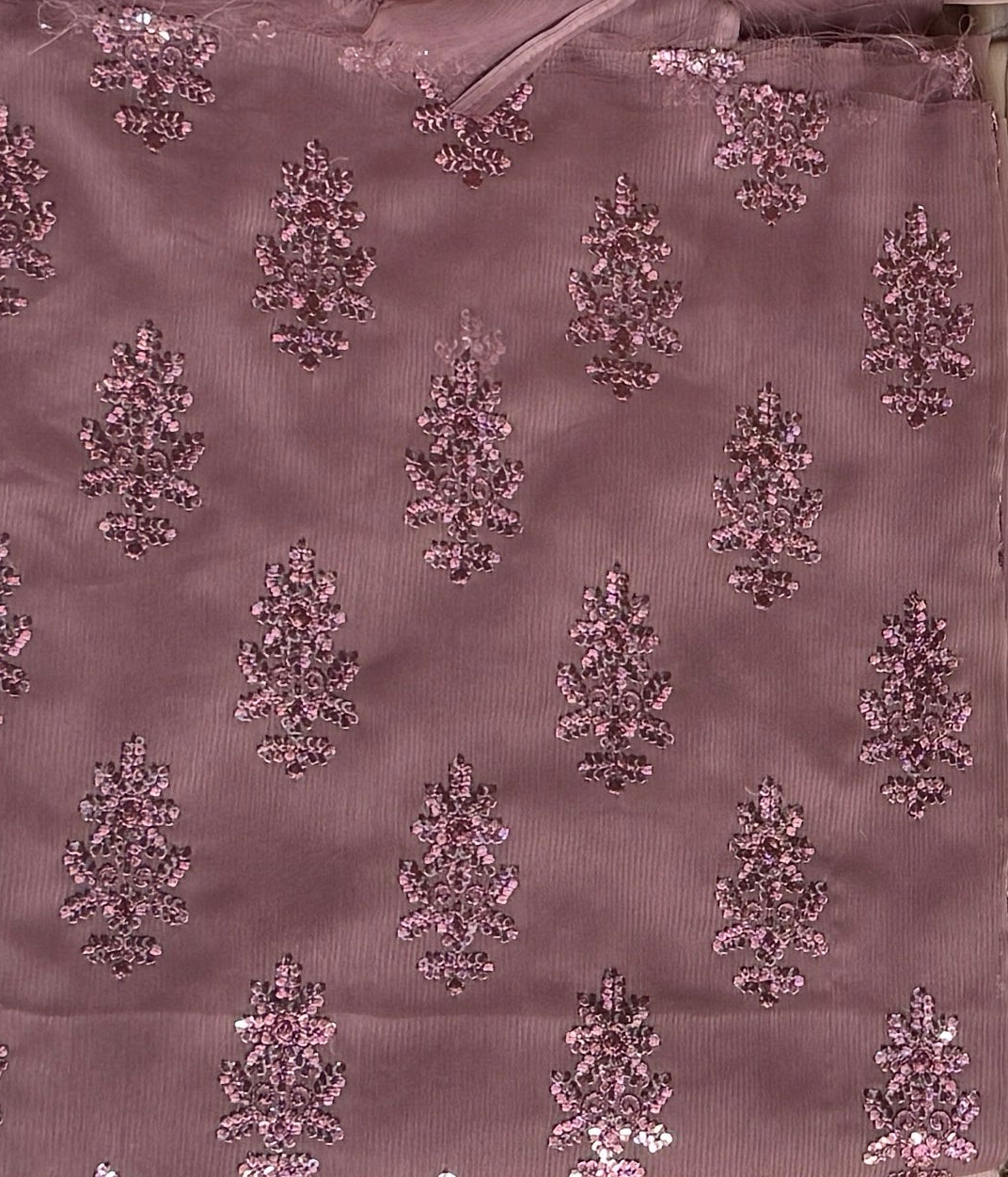 Casual Embroidery Suit Tea Pink Unstitched – Crinkle Chiffon Thread Embroidery Dupatta C001
