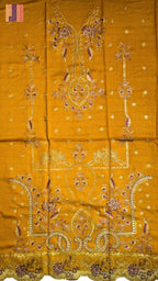 Chamki embroidery dhanak dress mustard front work winter partywear collection unstitched PWT015 Pakistan
