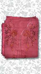 Chamki embroidery dhanak dress tea pink folded winter collection partywear PWT015 Pakistan

