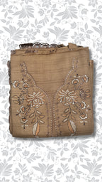 Chamki embroidery dhanak dress light skin gold folded winter partywear PWT015 Pakistan
