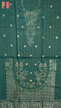 Embroidery dhanak dress green front back work winter partywear collection unstitched PWT013 Pakistan
