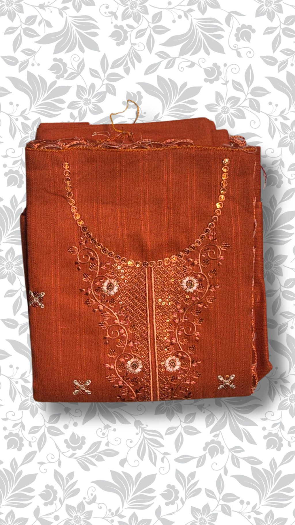 Embroidery dhanak dress rust folded winter collection partywear unstitched PWT013 Pakistan

