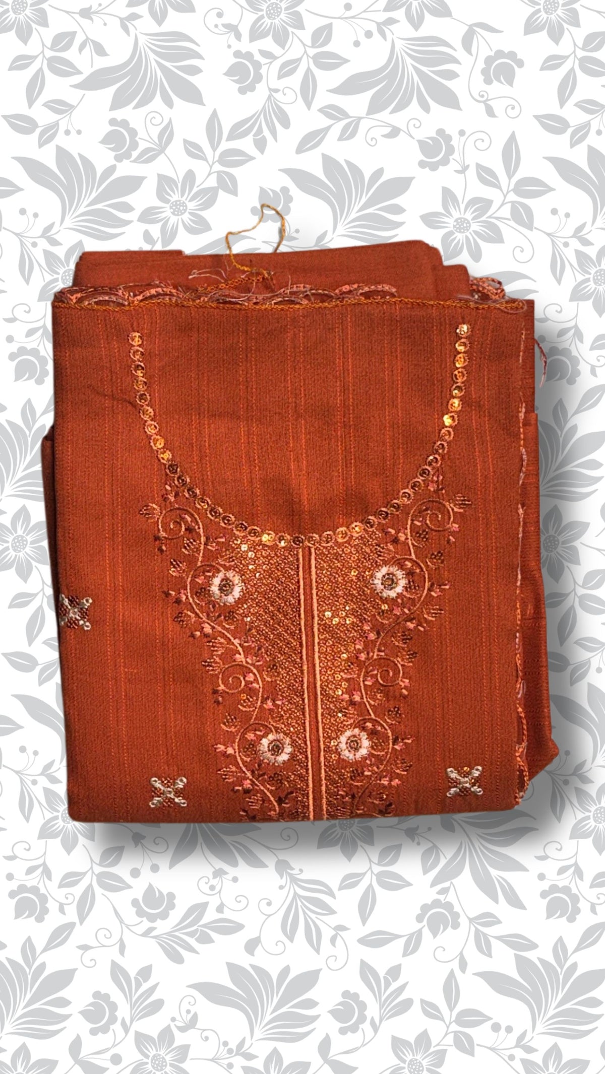 Embroidery dhanak dress rust folded winter collection partywear unstitched PWT013 Pakistan
