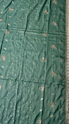 Green dhanak 4-side border embroidery dupatta winter partywear suit PWT013 Pakistan
