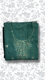 Embroidery dhanak dress green folded winter collection partywear unstitched PWT013 Pakistan
