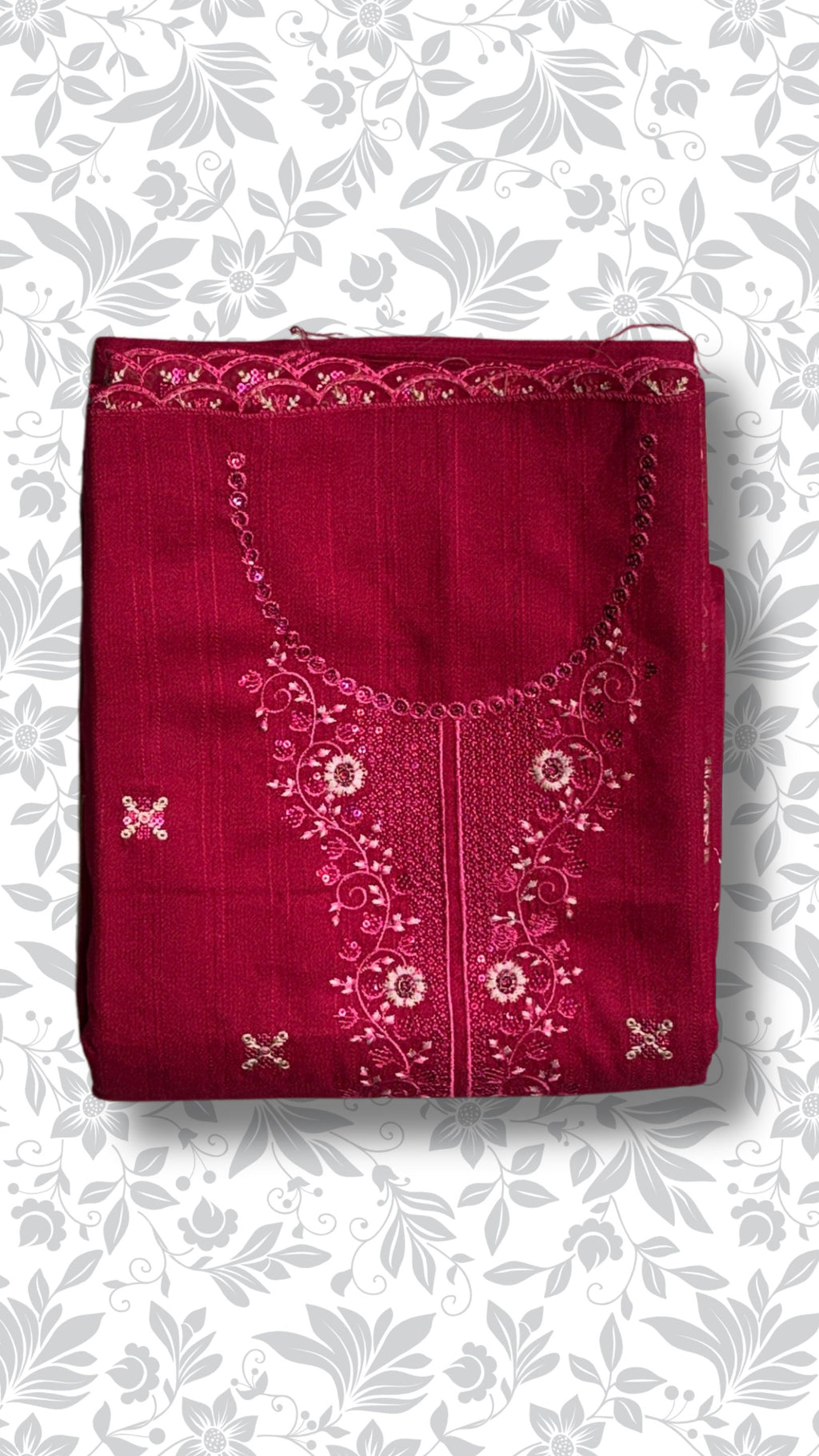 Embroidery dhanak dress shocking pink folded winter partywear collection unstitched PWT013 Pakistan
